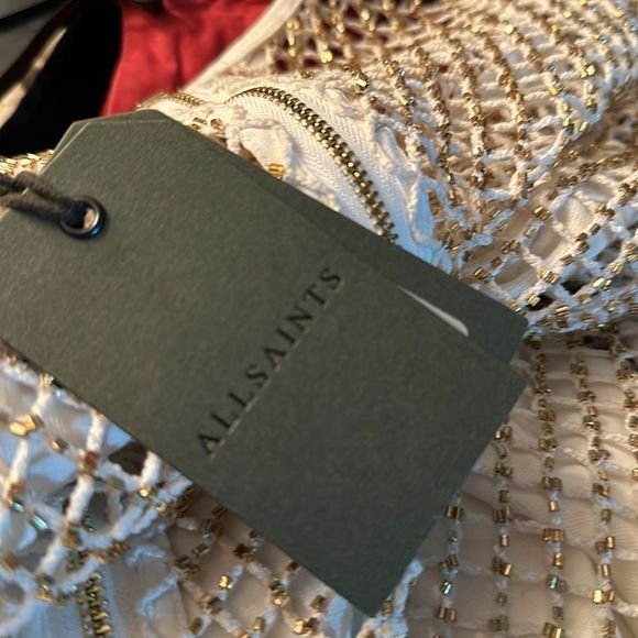 NWT ALLSAINTS  Rosalie Embellished Mesh Mini Dress - size 8 - Picture 12 of 14